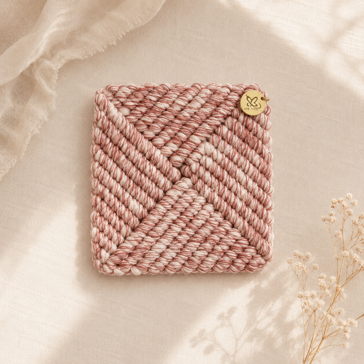 方型杯墊｜酒紅色 × 原色